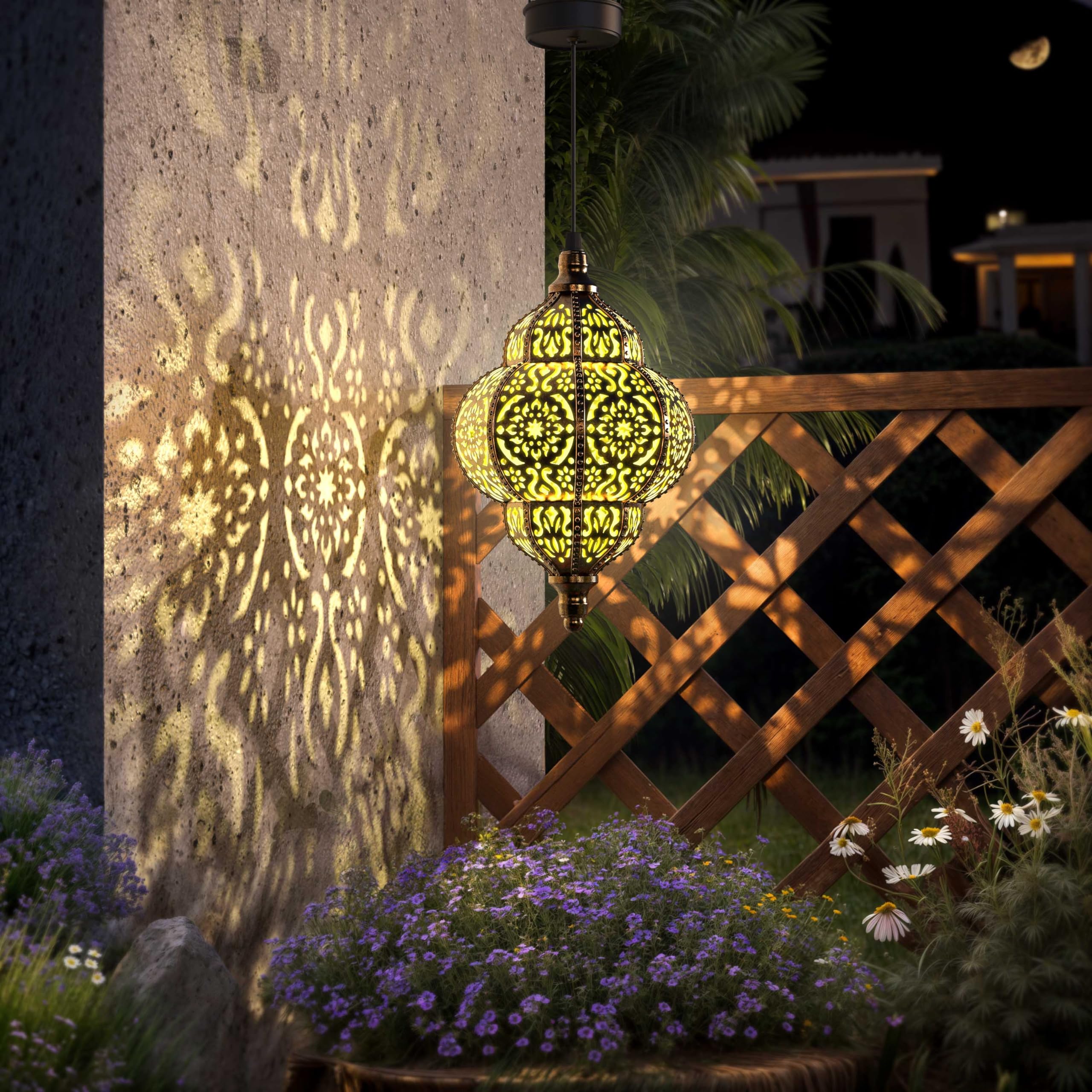 Hanging Solar Lights Outdoor Garden Decor Solar Lantern Waterproof Plastic
