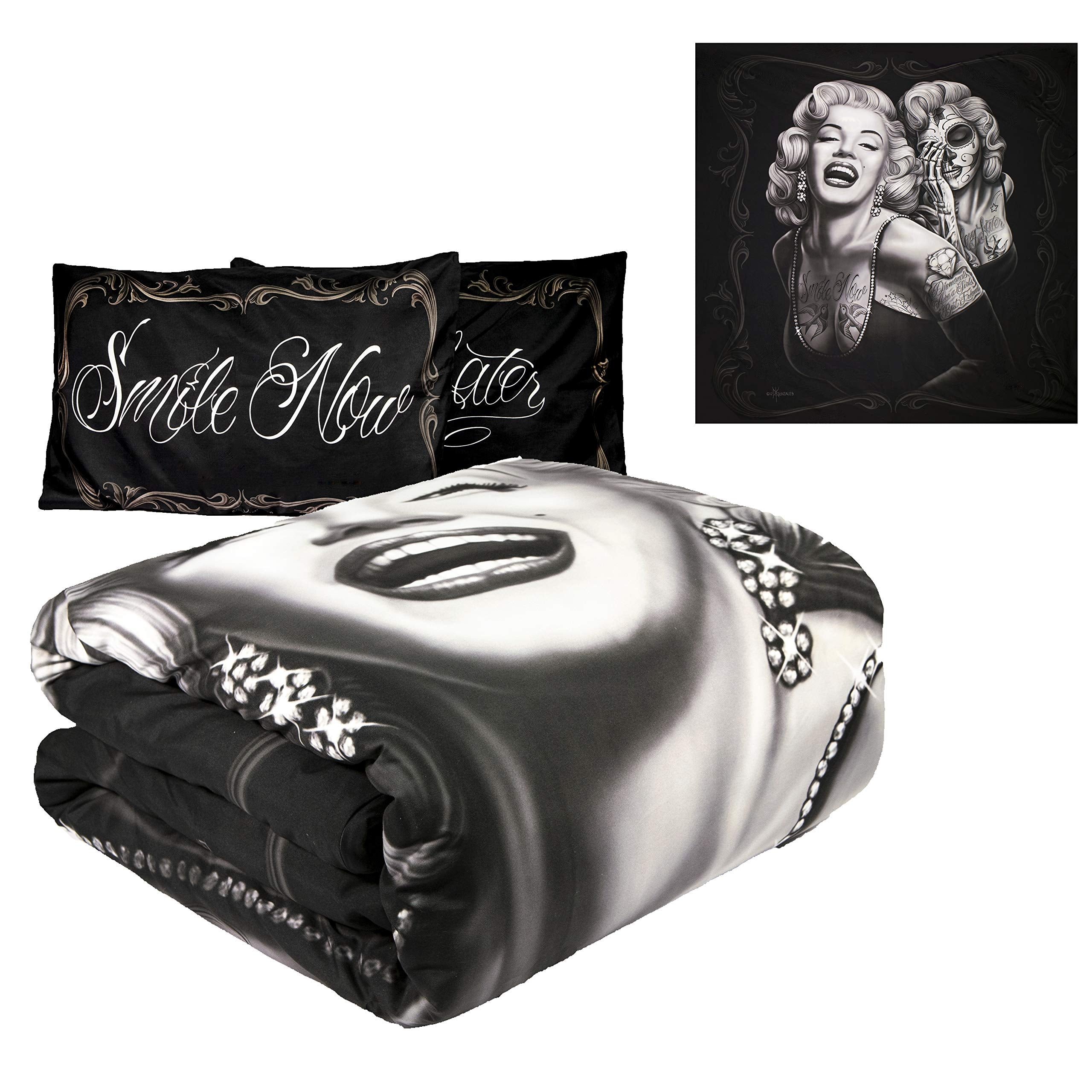 Smile Now Black Comforter Set - Queen Size 3-Piece Bedding