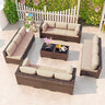 Outdoor Patio Furniture Set 6 Pieces Sectional Rattan Sofa Set Brown PE Rattan Wicker