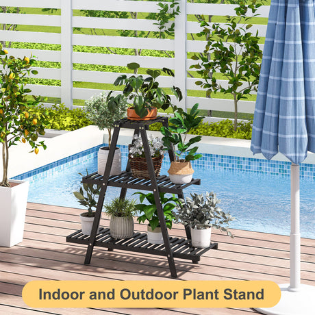 Plant Stand Indoor, Outdoor bamboo Plant Stands for Multiple Plants