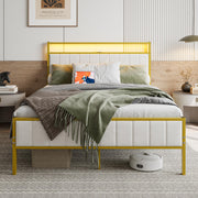 Full Size Bed Frame with Headboard & LED Lights,Upholstered Platform Bed Frame Full Size with Charging Station