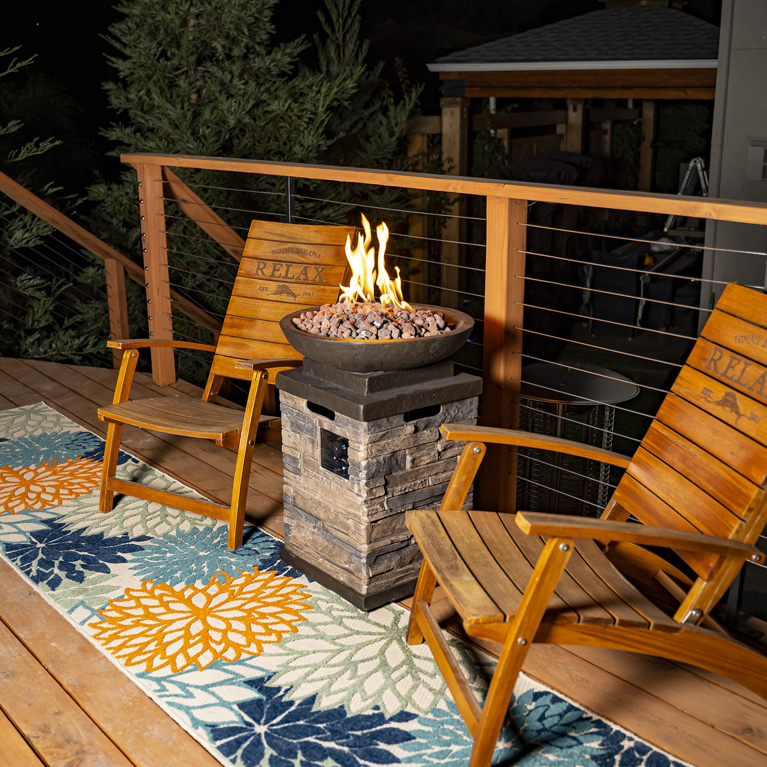 Manufacturing 63172 Newcastle Propane Firebowl Column Realistic Look Firepit Heater