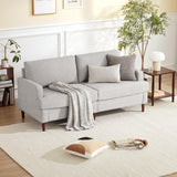 69”W Loveseat Sofa, Mid Century Modern Couches for Living Room, Small Couch Linen Fabric for Bedroom, 2 Seat Love Seat Sofa with Solid Wood Legs, Light Grey