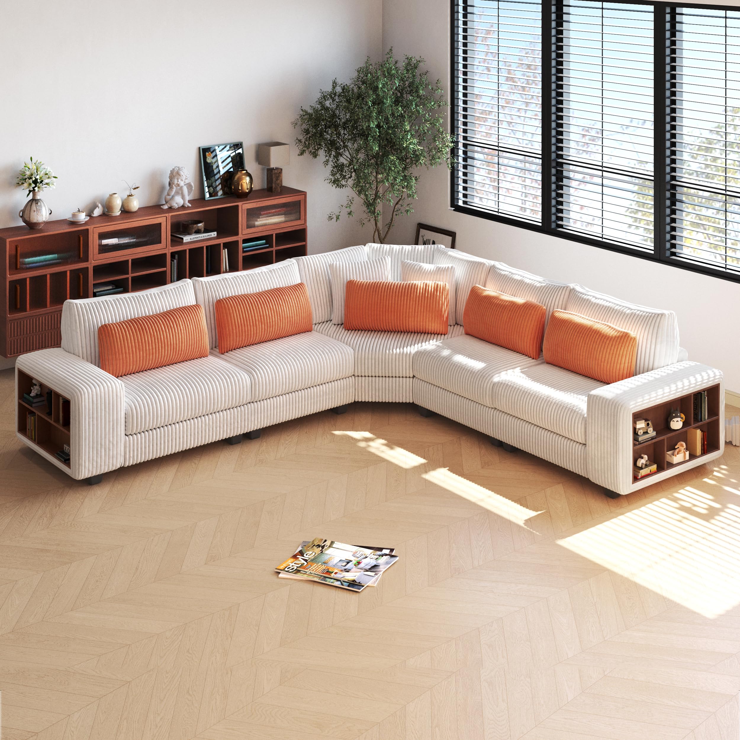 142’’ L-Shaped Reversible Corner Modular Sectional Sofa