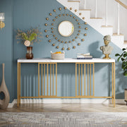 70.9 Extra Long Sofa Console Table, Faux Marble Narrow Entryway