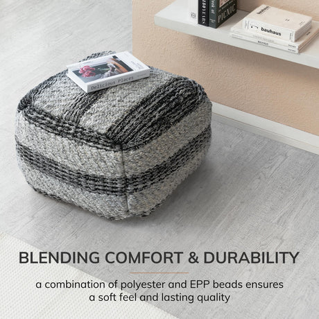 Square Pouf , 24" x 24" x 17", Gray