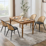 Rattan Dining Chairs Set of 4 with Faux Leather Cushion