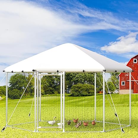 Chicken Coop Run Large Metal Chicken Coop Walk-in Poultry Cage Chicken Pen House