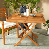Teak Wood Slatted Outdoor Dining Table, 36" x 36" x 30", Brown
