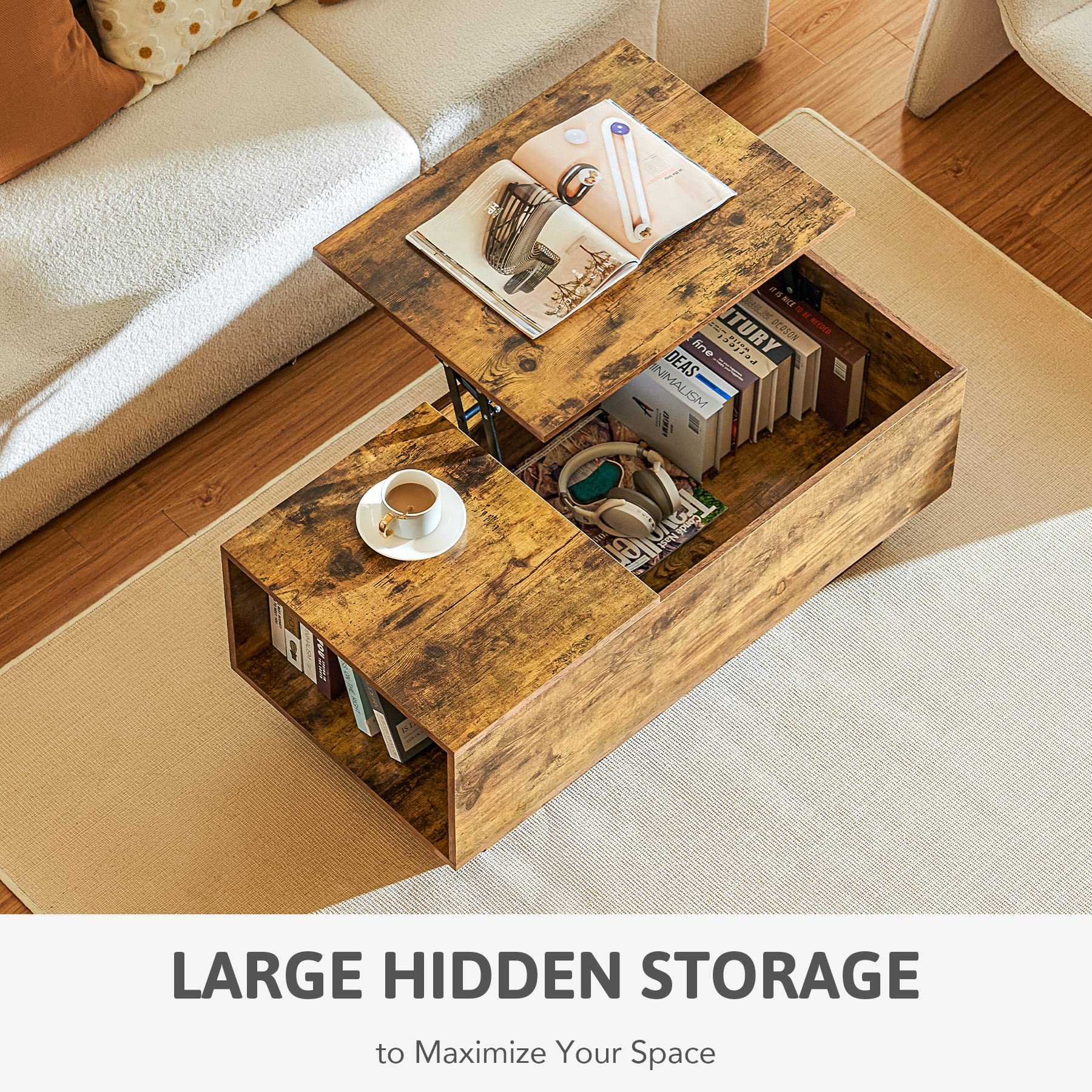 Lift Top Coffee Table for Living Room, Coffee Table with Storage for Modern Home Decor
