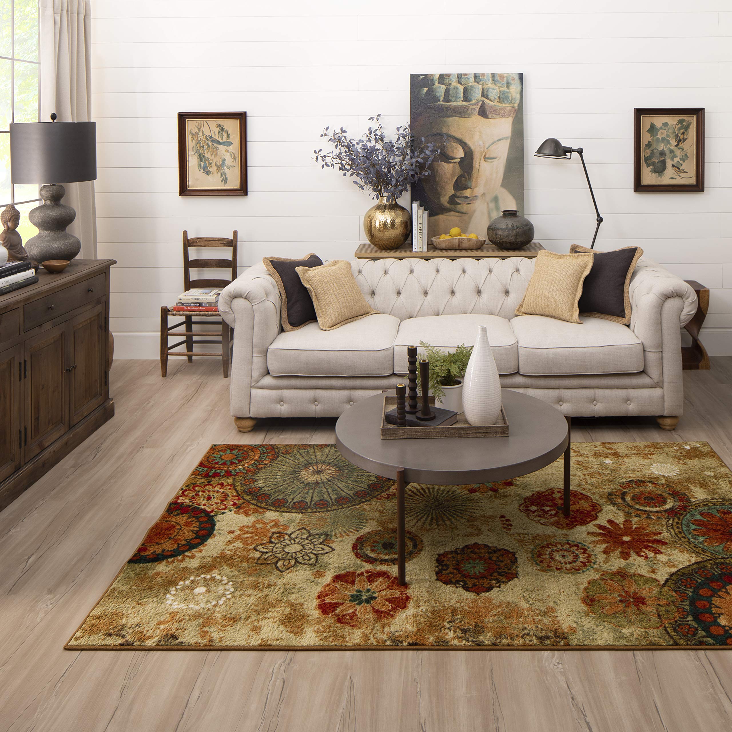 Caravan Ornamental Floral Medallion 7' 6" x 10' Area Rug - Orange - Perfect for Living Room