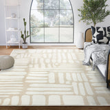 Nuevo Collection Area Rug 6'x9' - Beige/Cream Abstract Design