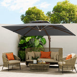 10 X 13 FT Cantilever Outdoor Patio Umbrella with Led Lights Large Heavy Duty 360