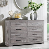 Farmhouse 8 Drawers Dresser Chests for Bedroom,52" Wide Wood Rustic Chest of Drawers with Metal Handle