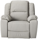 Teresa Classic Tufted Leather Swivel Recliner, Light Grey 37.5D x 39W x 39.75H Inch