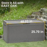 Outdoor Storage Box, 100 Gallon Deck Box, Waterproof Resin Storage Bench