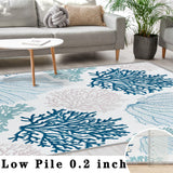 Coastal Coral Area Rug 5x7 - Non-Slip Machine Washable Nautical Beach Carpet