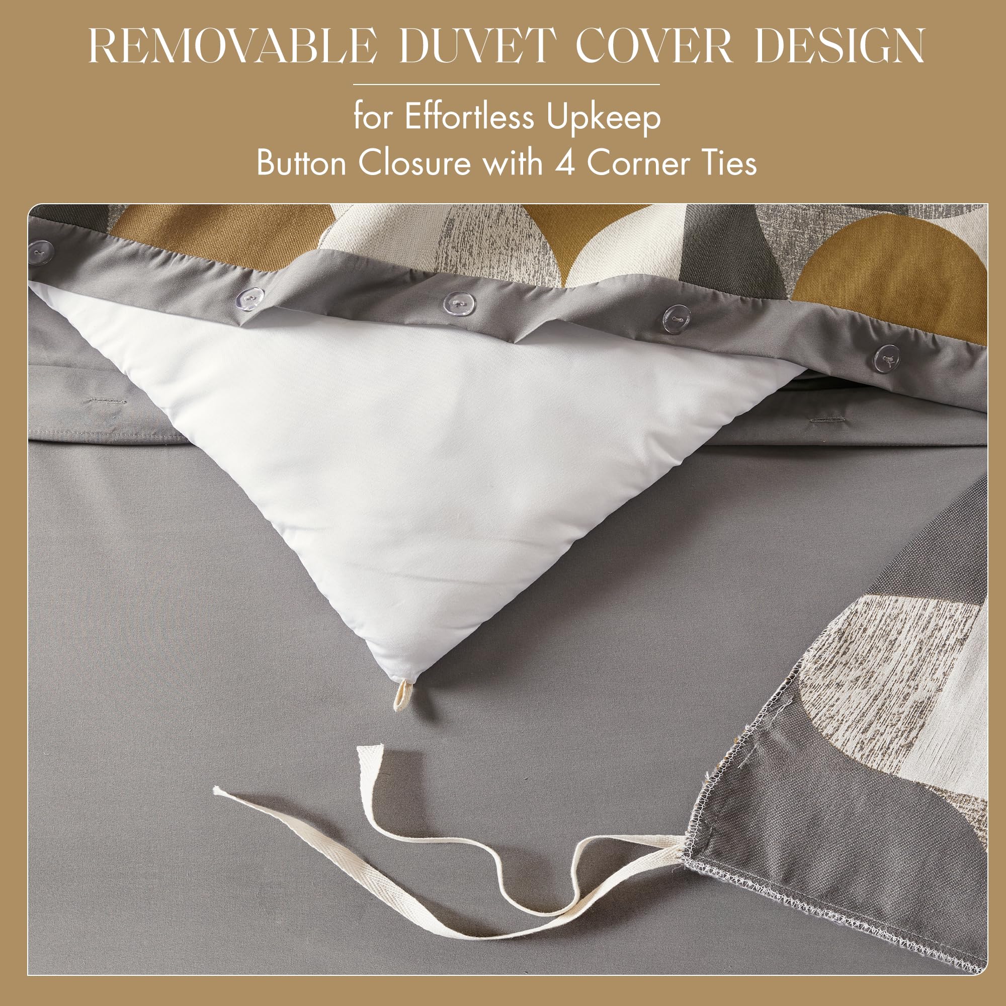 King Comforter Set - Jacquard Scandinavian Geometric Oversized 9 Piece Gold