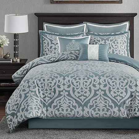 Odette Cozy Comforter Set Jacquard Damask Medallion Design