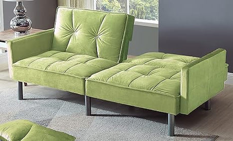 Velvet Loveseat Futon Convertible Sofa Bed for Living Room and Couch