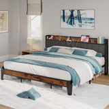 California King Bed Frames, Storage Headboard with Charging Station