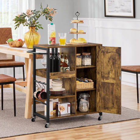 Kitchen Cart with Storage, Rolling Kitchen Island Serving Utility Trolley Cart