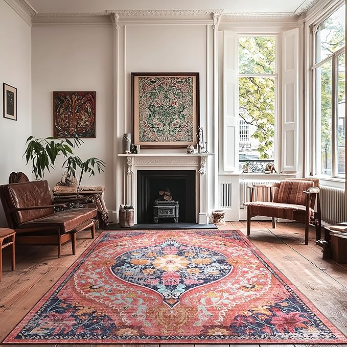 Ruggables Washable Rugs 8x10 Area Rugs for Living Room Washable Vintage Boho Rugs