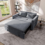 55" Convertible Sofa Bed, Velvet Sleeper Sofa with Pull-Out Bed, 3-in-1 Futon Couch