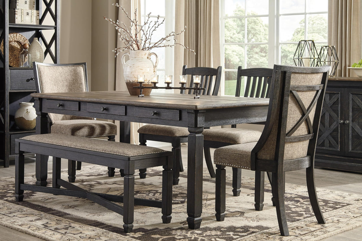 Tyler Creek Farmhouse Dining Table with Storage Drawers
