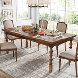 62” Wood Dining Table for 4-6 People, Farmhouse Large Rectangle Kitchen Table,