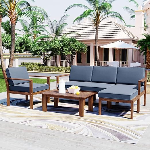 9-Piece Outdoor Half-Moon Furniture Set Patio Sofa Set