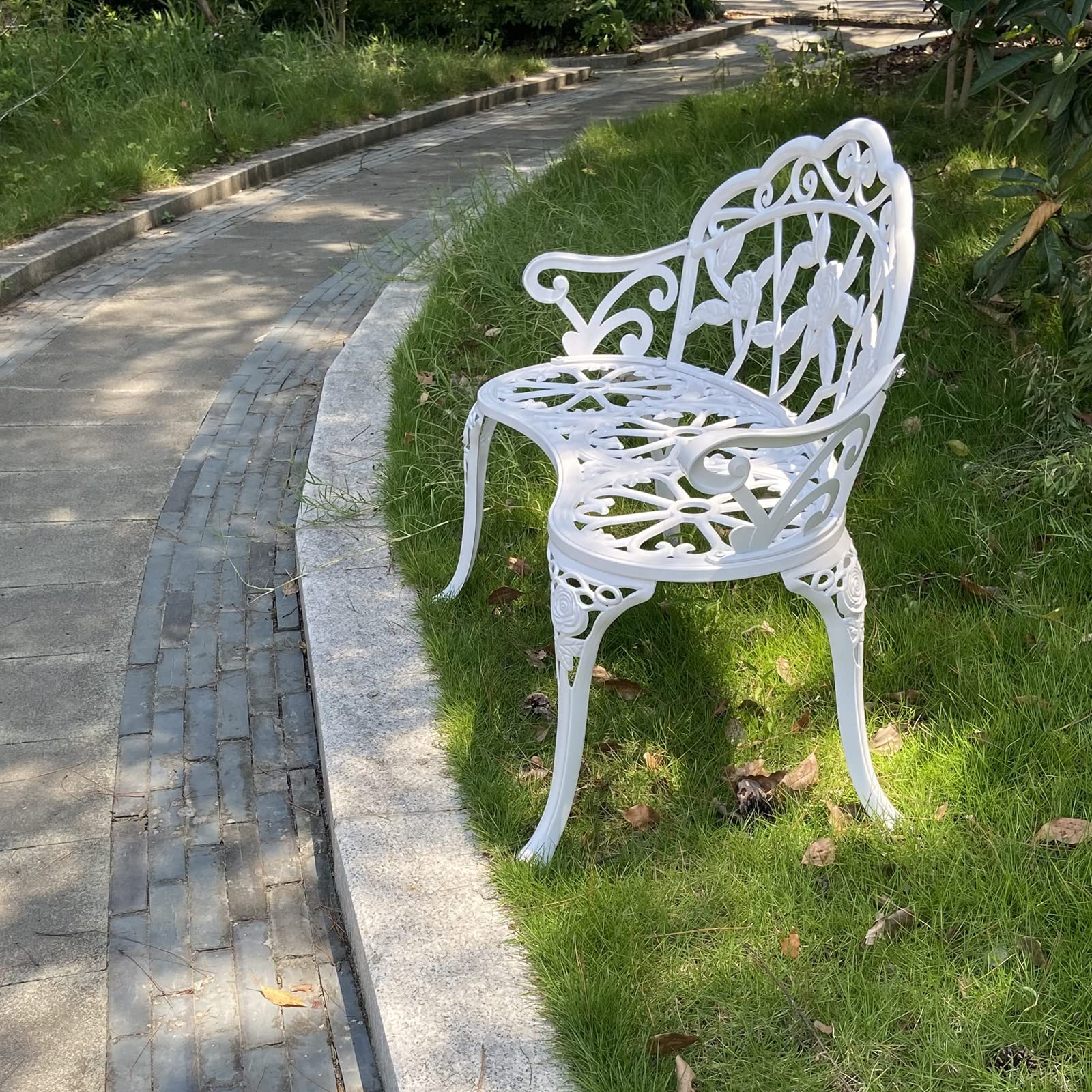 Garden Bench, Metal Aluminum Rose, Suitable for Garden Porch Park Front Porch
