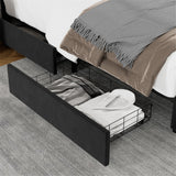 Full Size Bed Frame with 4 Storage Drawers and Adjustable Headboard, Modern