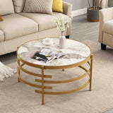 Coffee Table Marble Stone Silver Living Room Table Modern Round Sofa Side Table