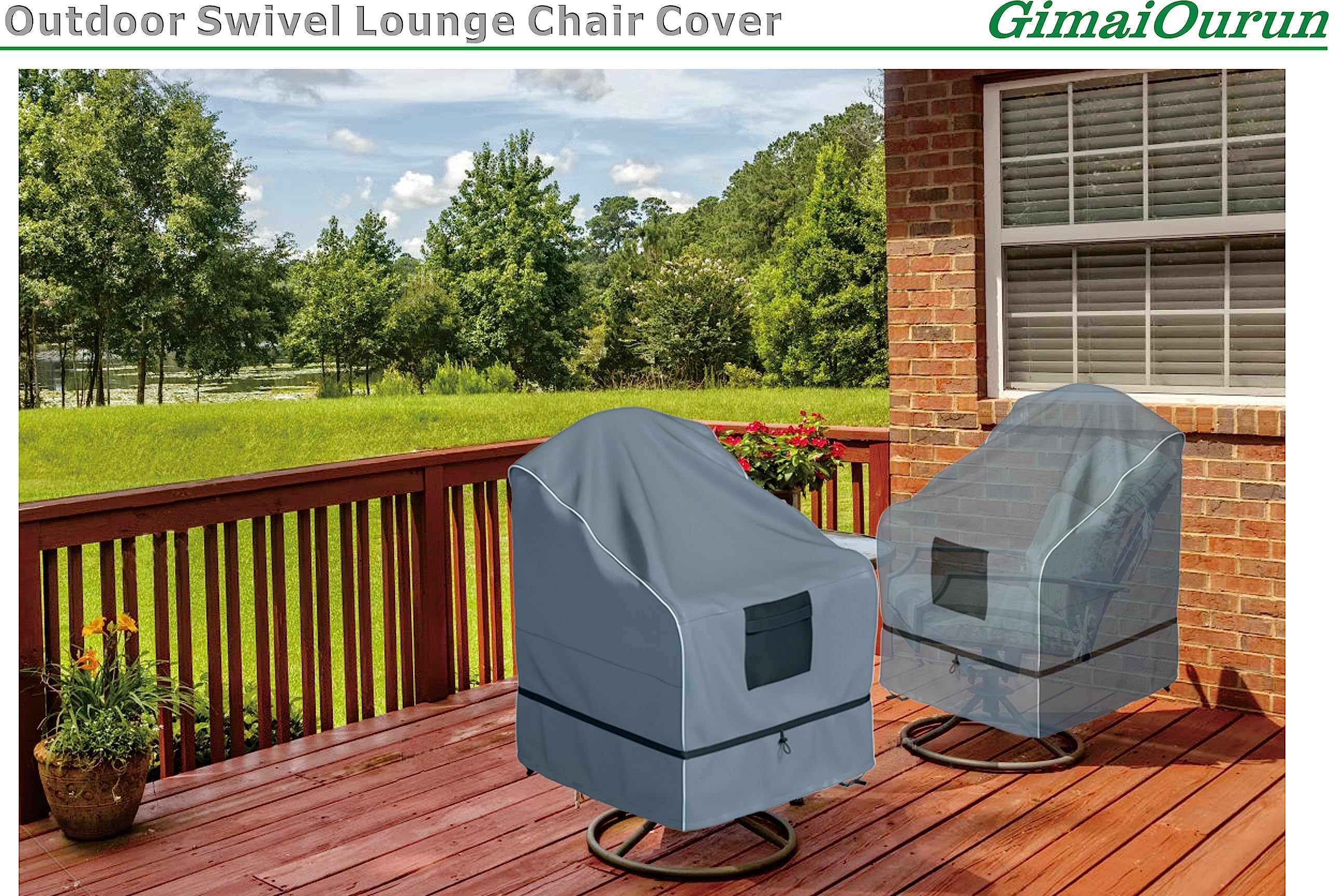 Outdoor Swivel Lounge Chair Cover 2 Pack, Waterproof Heavy Duty Outdoor Outdoor