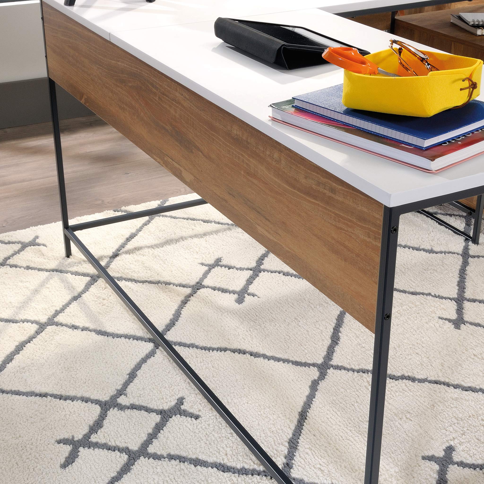 Tremont Row Modern L-Shaped Desk with Storage, Sindoori Mango Finish