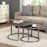 Hayes Silver Nesting Coffee Table 2-Piece Set, American Crafted, Aged Silver