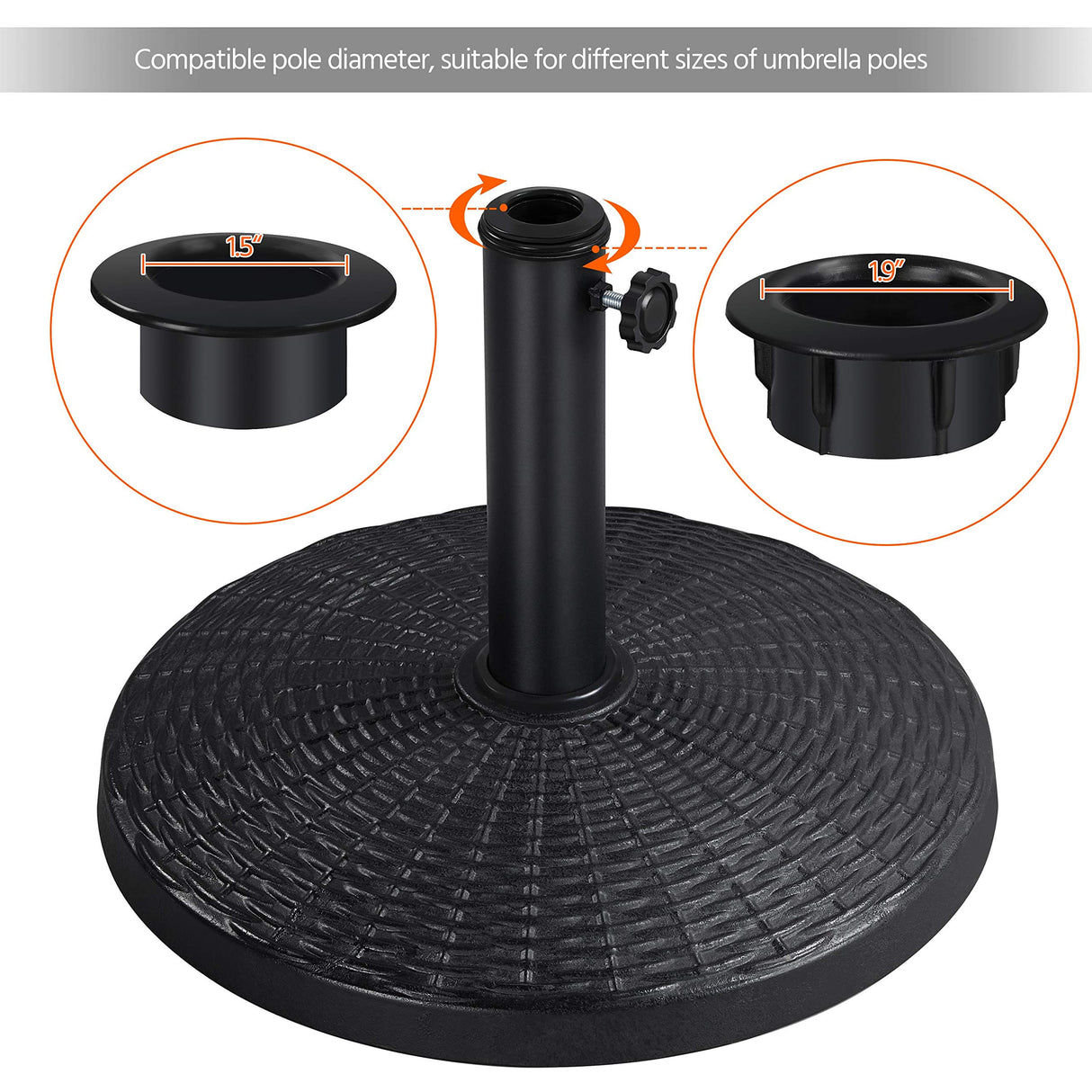 22 lbs Heavy Duty Outdoor Umbrella Base 18" Round Patio Umbrella Stand Market Umbrella