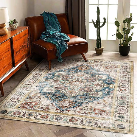 5'x7' Washable Area Rug Vintage Rug Traditional Floor Cover Foldable Thin Rug Kitchen