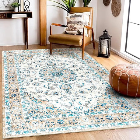 Machine Washable Rug 8x10 Area Rugs for Living Room Large Boho Bedroom Vintage