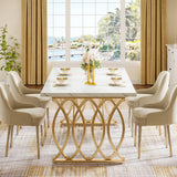 Modern Dining Table, 63" Large Kitchen Table for 4-6 People, Unique Rectangular Dinner Table Kitchen & Dining Room
