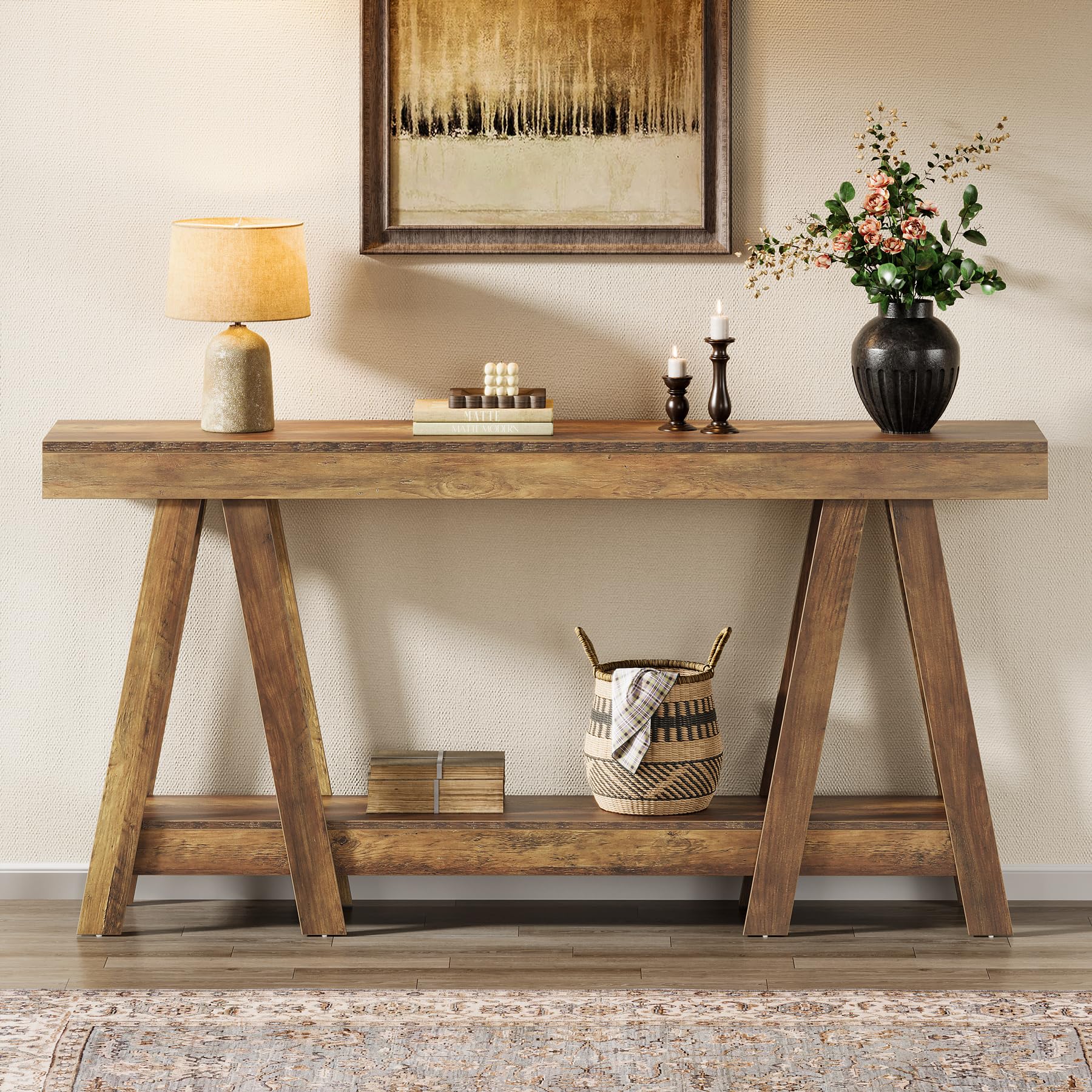 70.87" Farmhouse Console Table - 2-Tier Entryway Accent Table