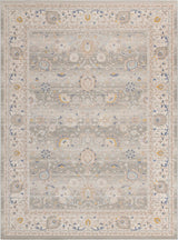 Whitney Collection Traditional Border Area Rug (9' x 12' 0 Rectangular, Cloud Gray)