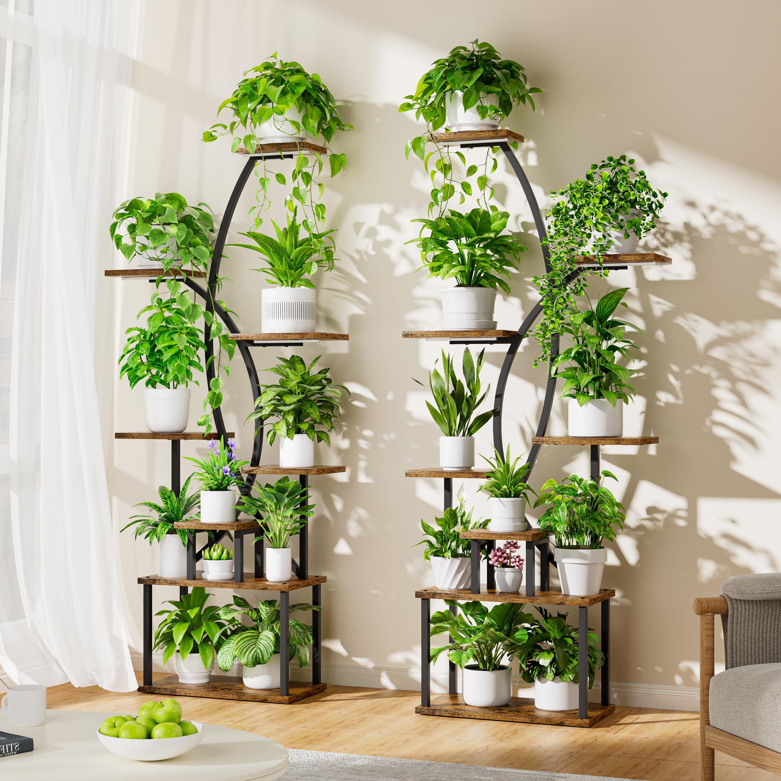 Plant Stand Indoor with Grow Lights - 8 Tiered Tall Plant Shelf, 65" Metal Corner Shelves