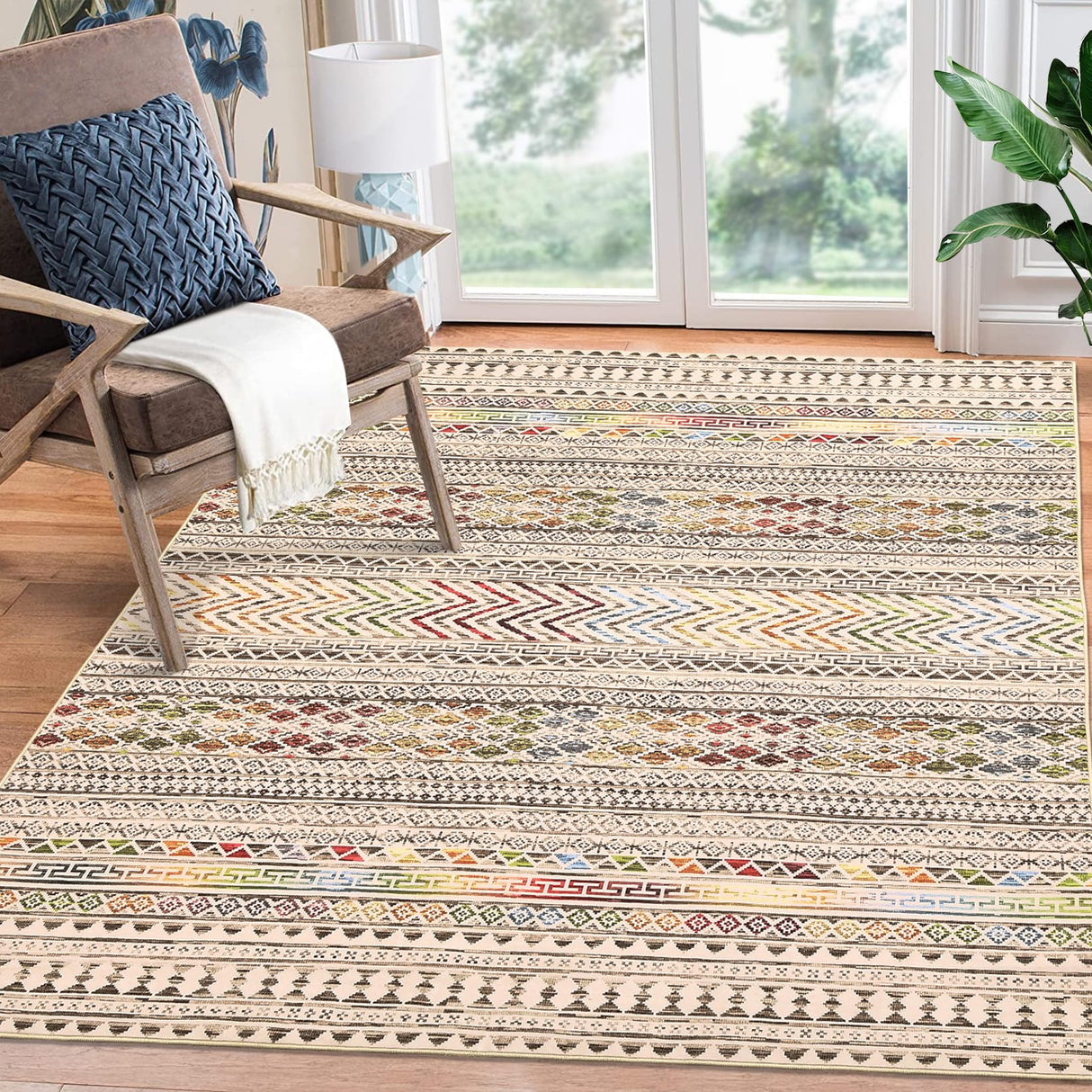 10x13 Extra Large Washable Rug for Living Room Bedroom Boho Accent Rug Non Slip Low