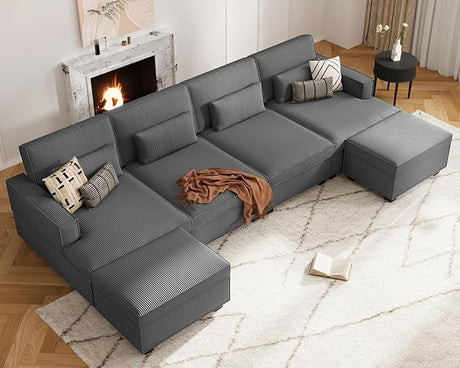 75" Oversized Loveseat Sofa, Comfy Corduroy Sectional Cloud Couch with Adjustable