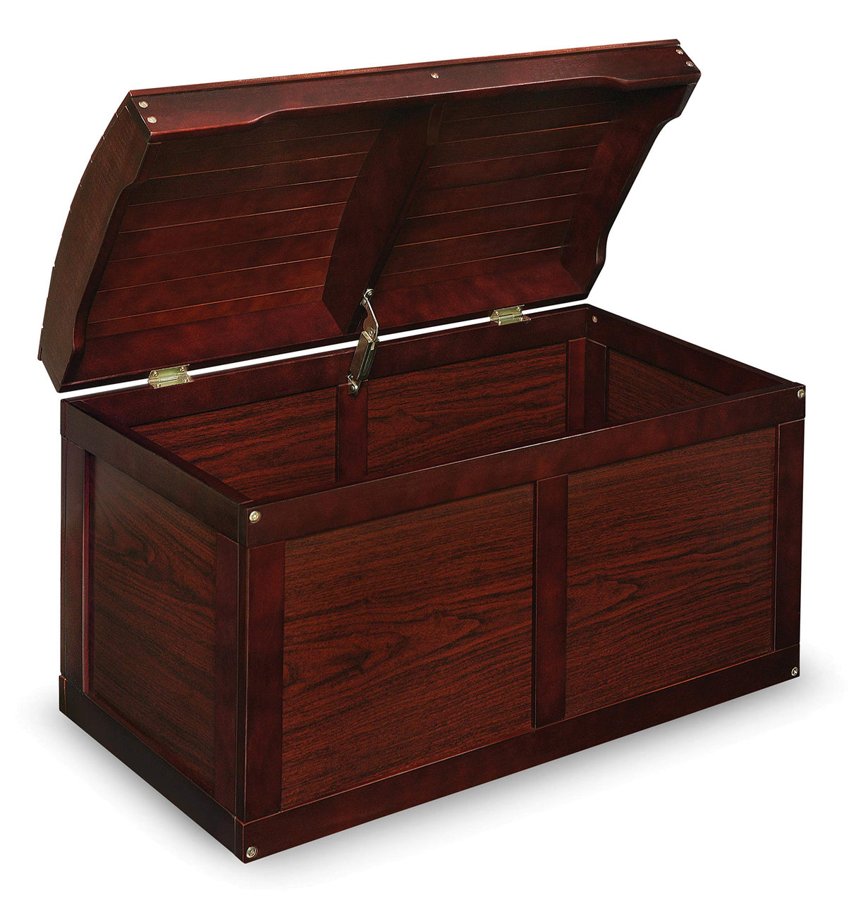 Kid's Hardwood Barrel Top Toy Box Storage Chest with Safety Hinge - Cherry