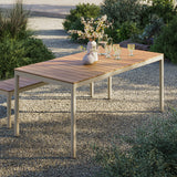 Finn 71 Inch Outdoor Patio Dining Table for 6 People in Natural