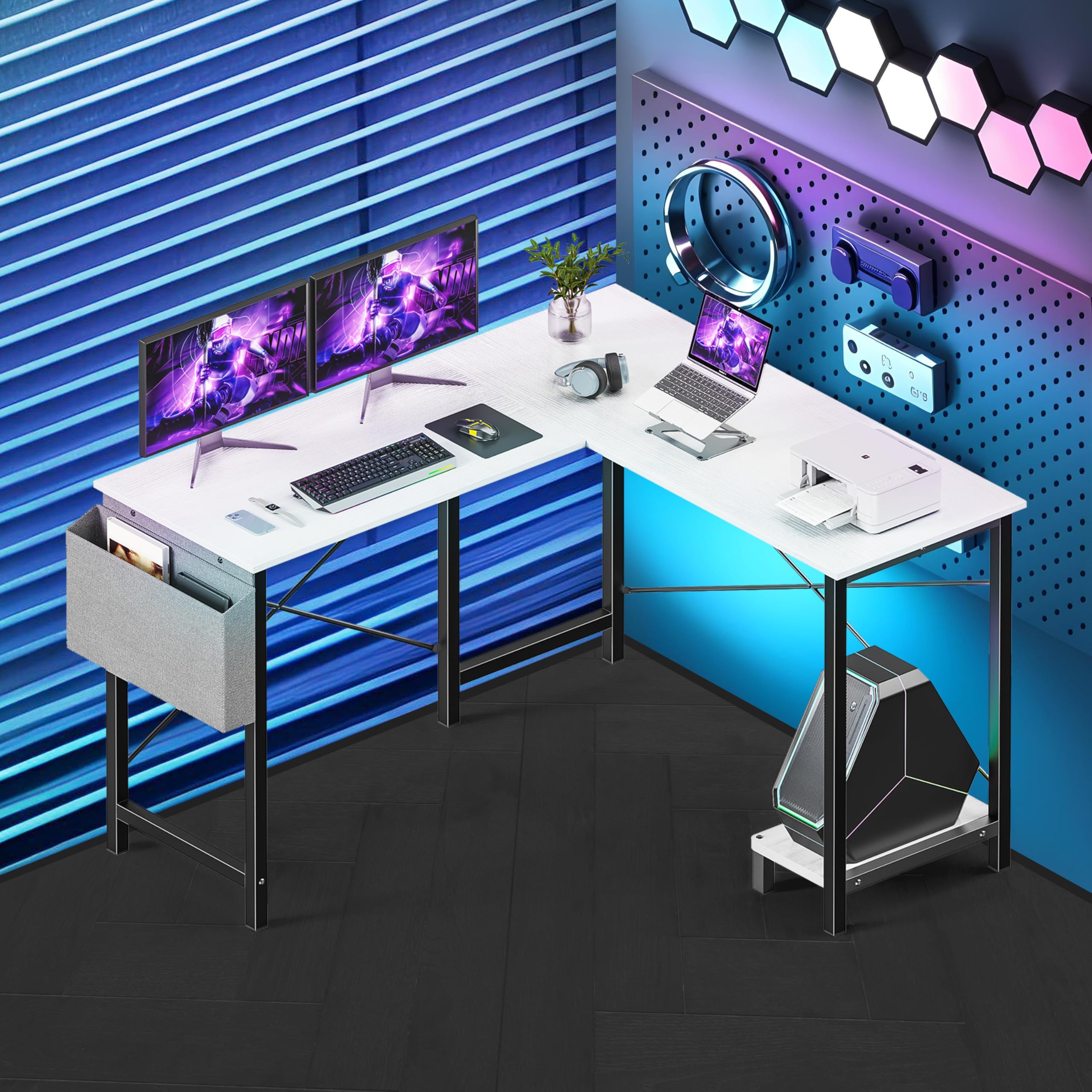 Desk Gaming Computer 50 Inch Reversible Corner Table PC for Writing Study Student