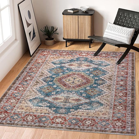 9x12 Area Rug - Stain Resistant Washable Rug, Anti Slip Backing Rugs for Living Room,